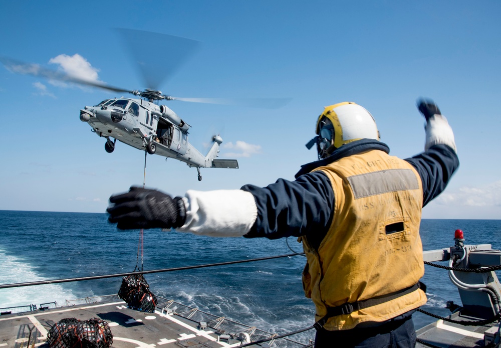 Vertical replenishment at sea