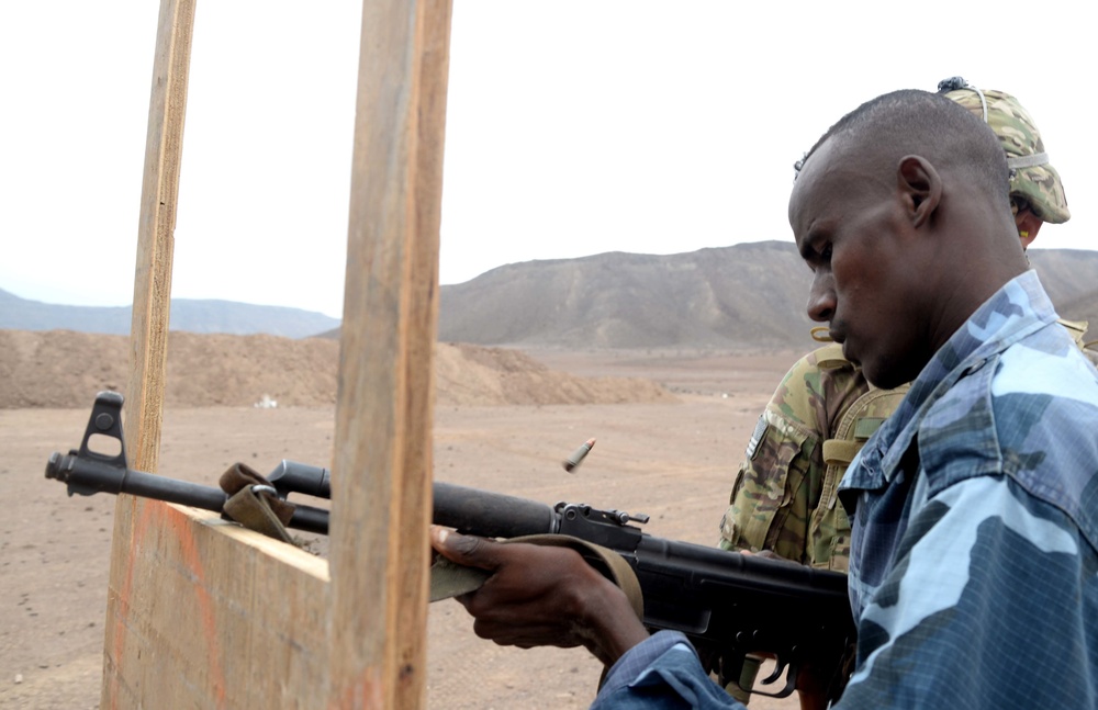 Djiboutian soldiers train on the range
