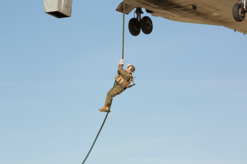 SPMAGTF-CR-AF Marines hone fast rope skills