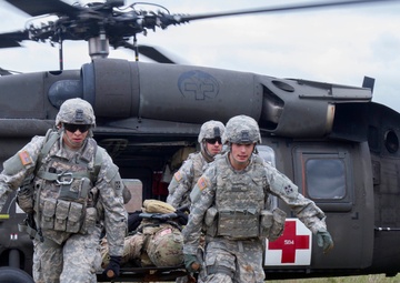 Infantrymen take to the sky during medevac training in Kosovo