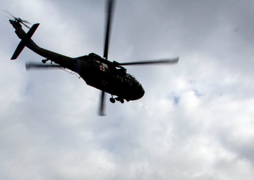 Infantrymen take to the sky during medevac training in Kosovo