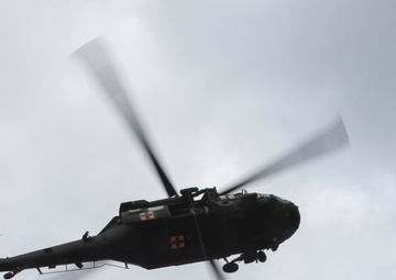 Infantrymen take to the sky during medevac training in Kosovo