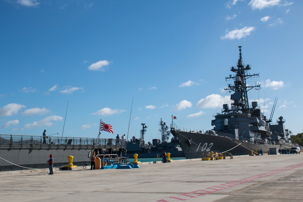 Naval Base Guam hosts US/Japanese ships for Multi-sail 2016