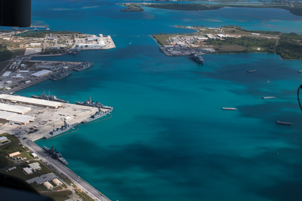 Aerial view of Naval Base Guam during Multi-Sail 2016