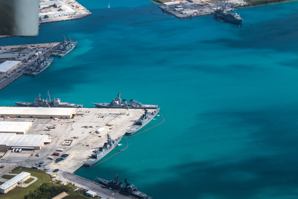 Aerial view of Naval Base Guam during Multi-Sail 2016