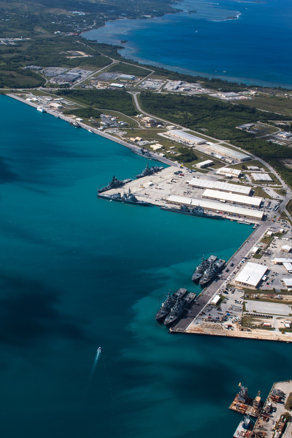 Aerial view of Naval Base Guam during Multi-Sail 2016