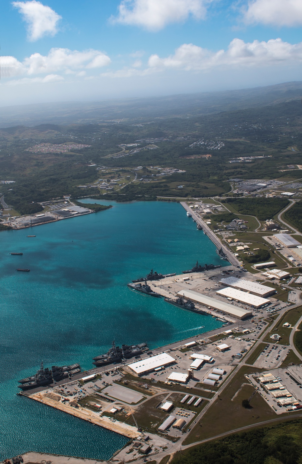 Aerial view of Naval Base Guam during Multi-Sail 2016