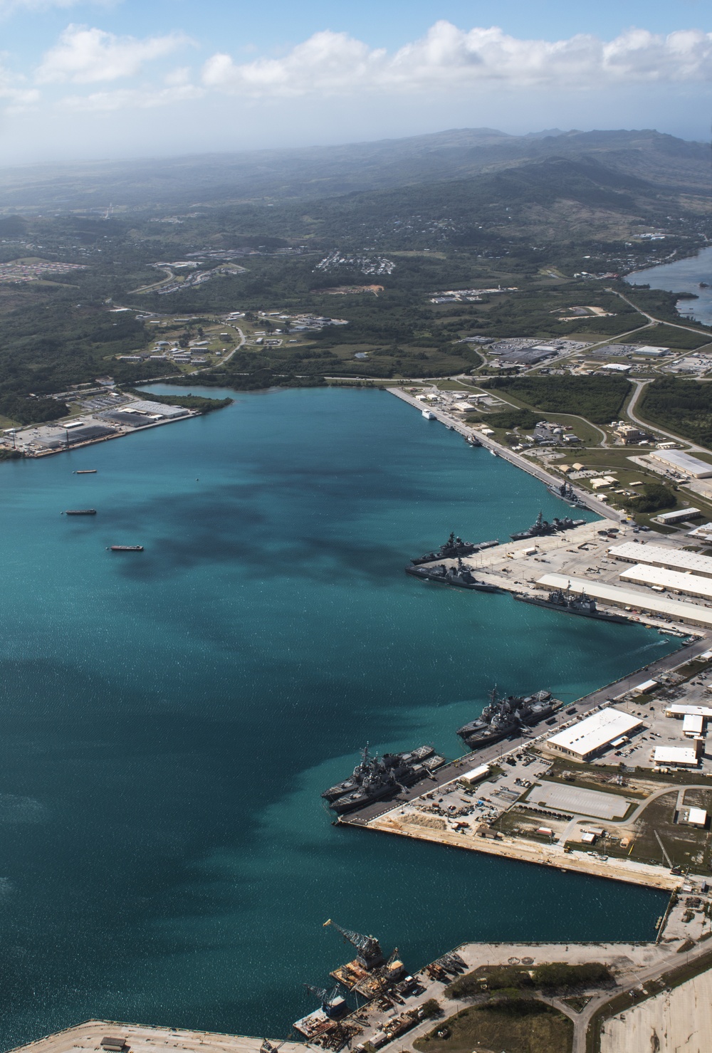 Aerial view of Naval Base Guam during Multi-Sail 2016