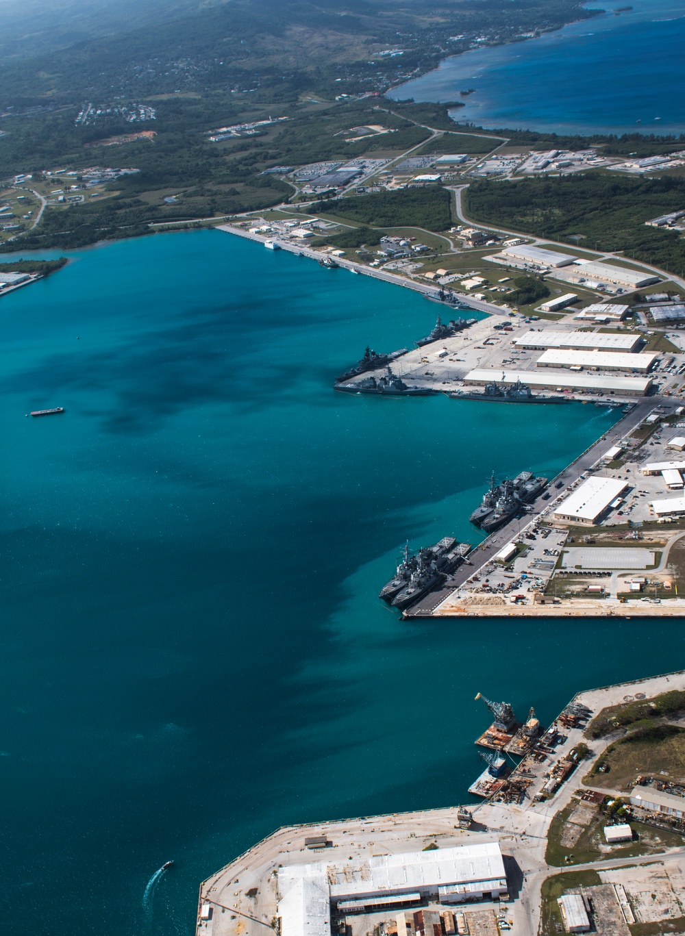 Aerial view of Naval Base Guam during Multi-Sail 2016