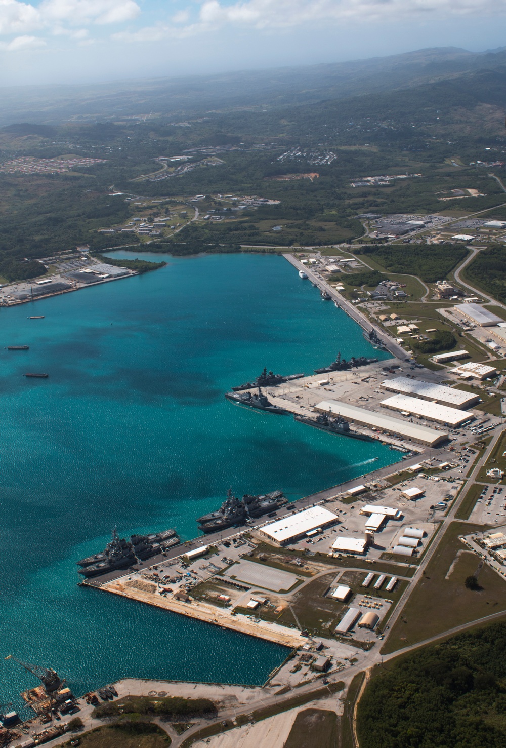 Aerial view of Naval Base Guam during Multi-Sail 2016