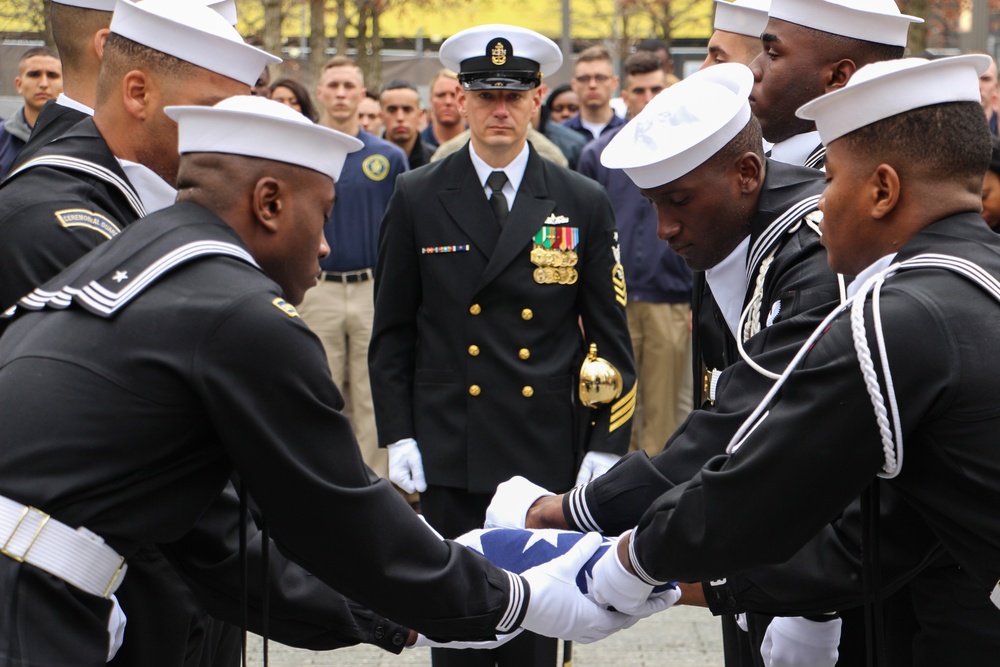 US Navy Ceremonial Guard presents flag to 9/11 Memorial and Museum