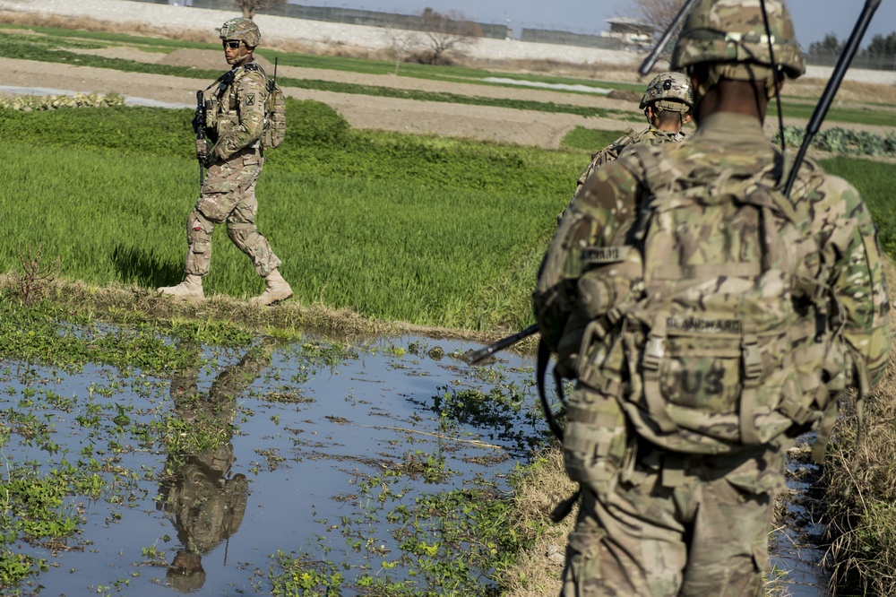 10th Mountain Division soldiers go on dismounted patrol