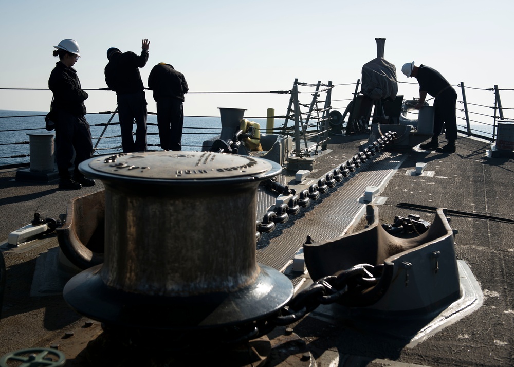 Anchor drop test aboard USS Porter