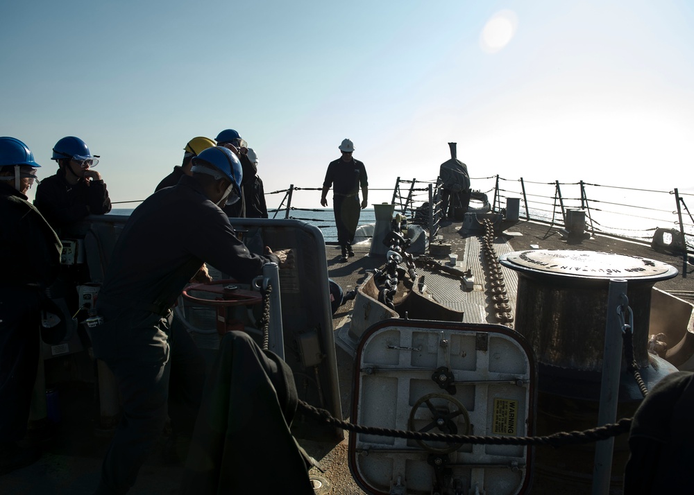 Anchor drop test aboard USS Porter