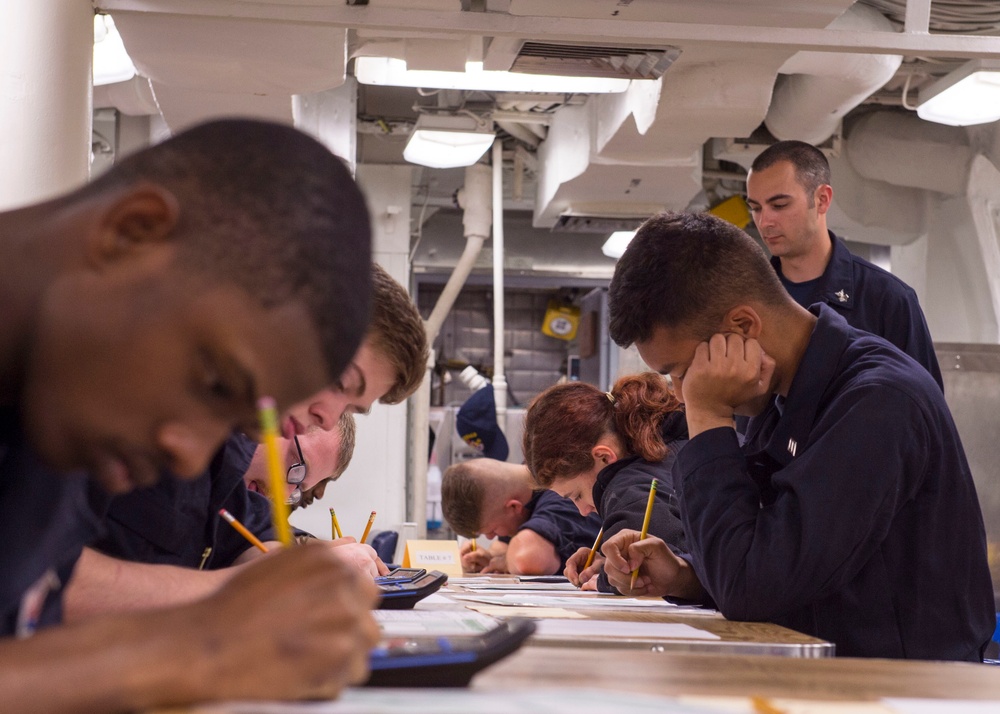 DVIDS Images USS Fitzgerald Sailors take the E4 advancement exam