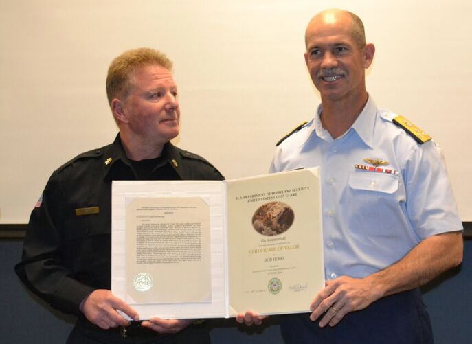 Coast Guard presents Certificate of Valor to Lakeside, Oregon firefighter