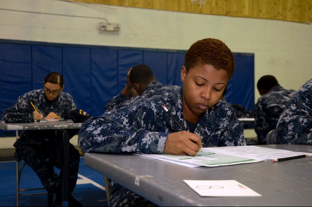 USS Frank Cable sailor takes exam