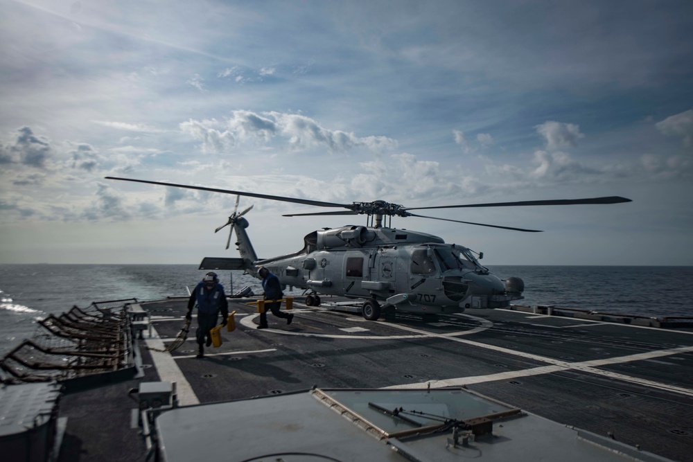 Flight deck operations aboard USS San Jacinto