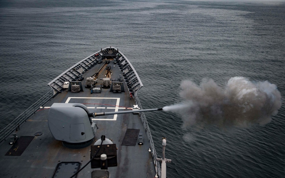 Weapons training exercise aboard USS San Jacinto