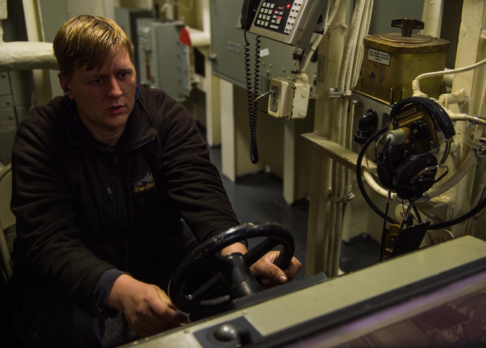 Starboard aft steering room aboard USS New Orleans