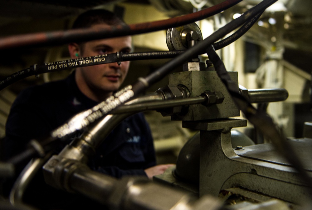 Starboard aft steering room aboard USS New Orleans