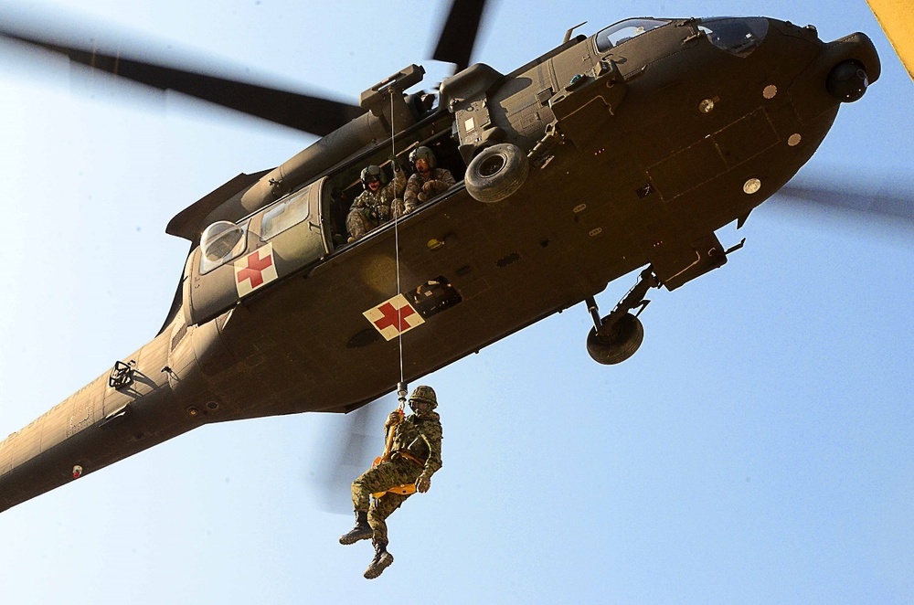 Soldiers of 296th BSB conduct hoist training with ROKA partners