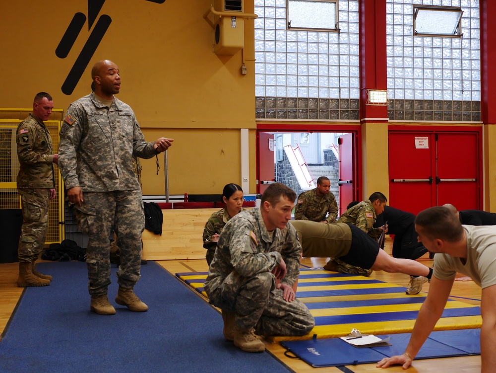 Candidates from allied nations undergo Army physical fitness test