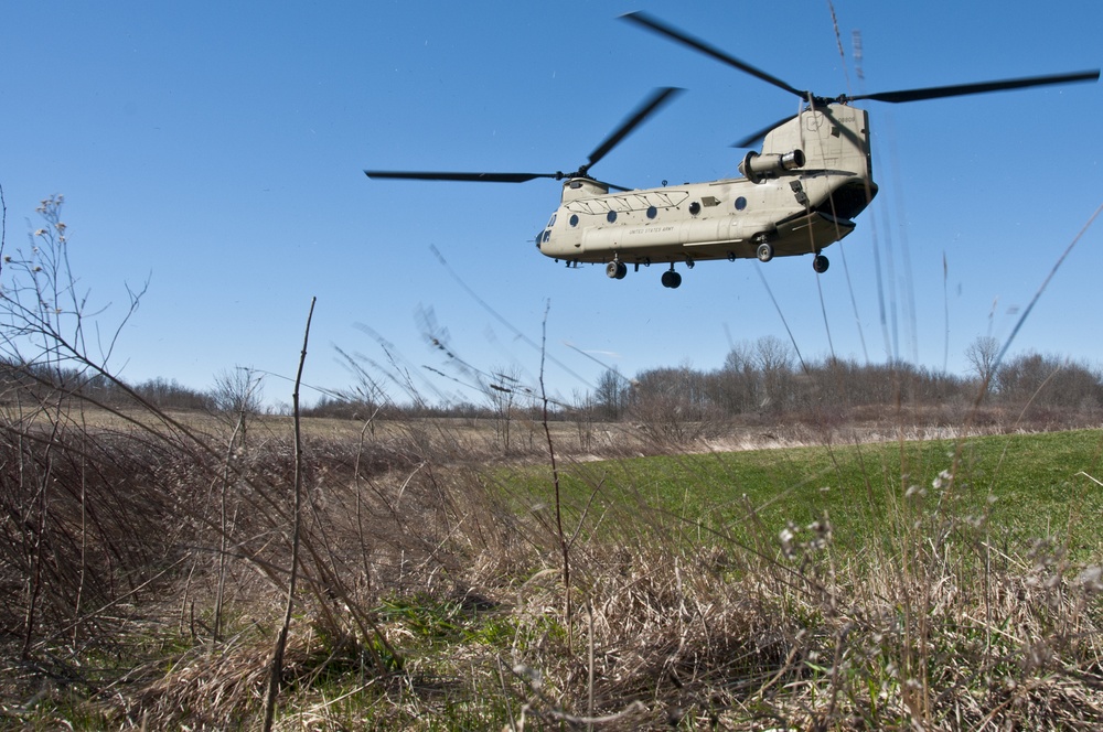 CH-47 Chinook sling load at 179th Airlift Wing