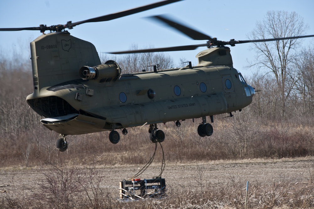 CH-47 Chinook sling load at 179th Airlift Wing