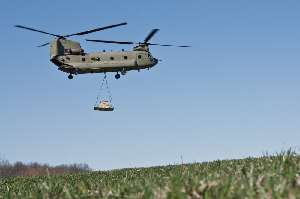 CH-47 Chinook sling load at 179th Airlift Wing