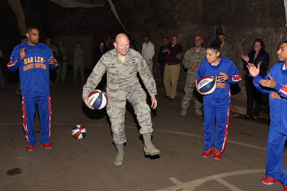 Harlem Globtrotters visit Cheyenne Mountain Air Force Station
