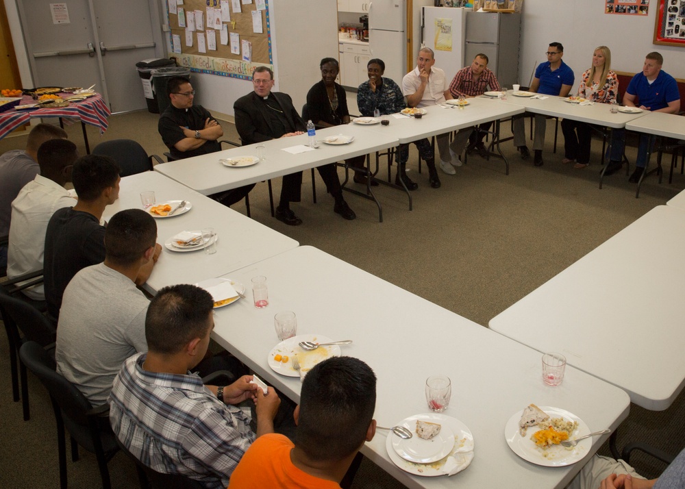 Bishop Buckon visits Combat Center