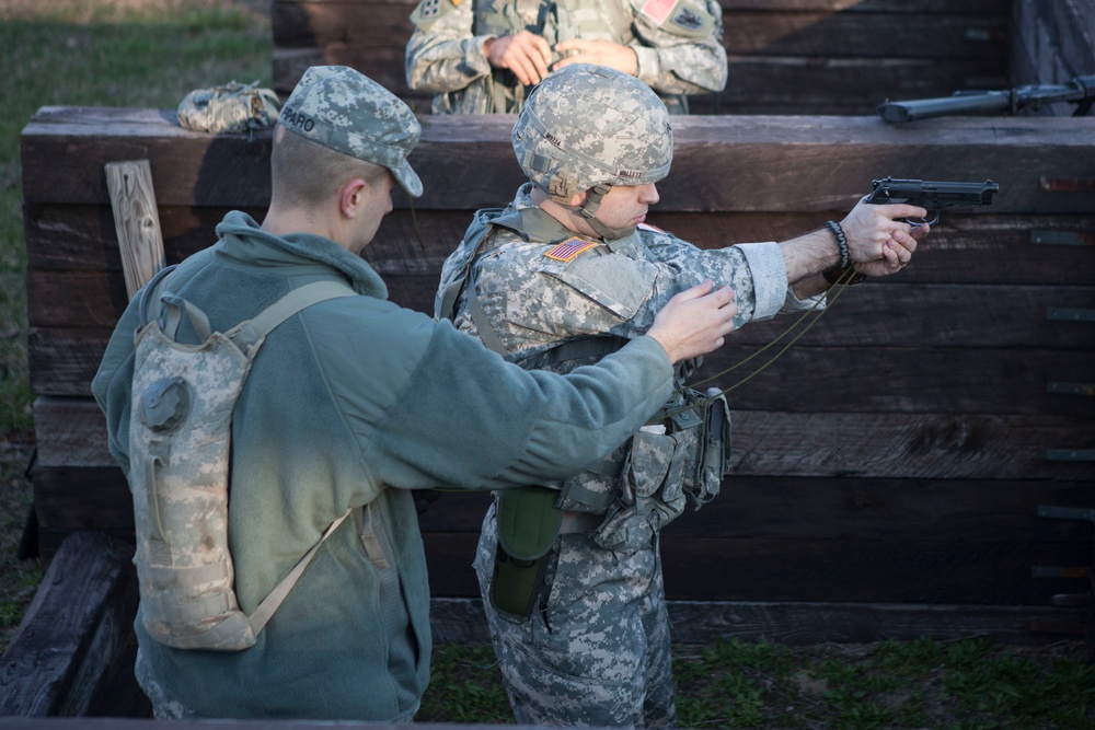 U.S. Army Soldier practices firing stance