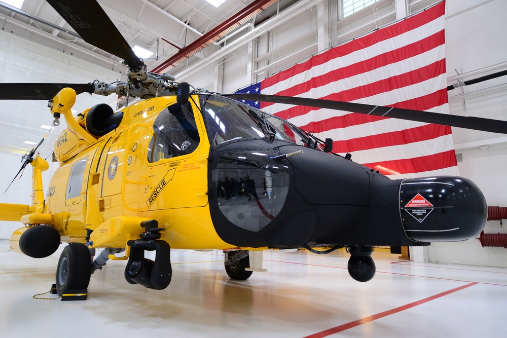 Coast Guard Air Station Cape Cod unveils yellow-painted MH-60