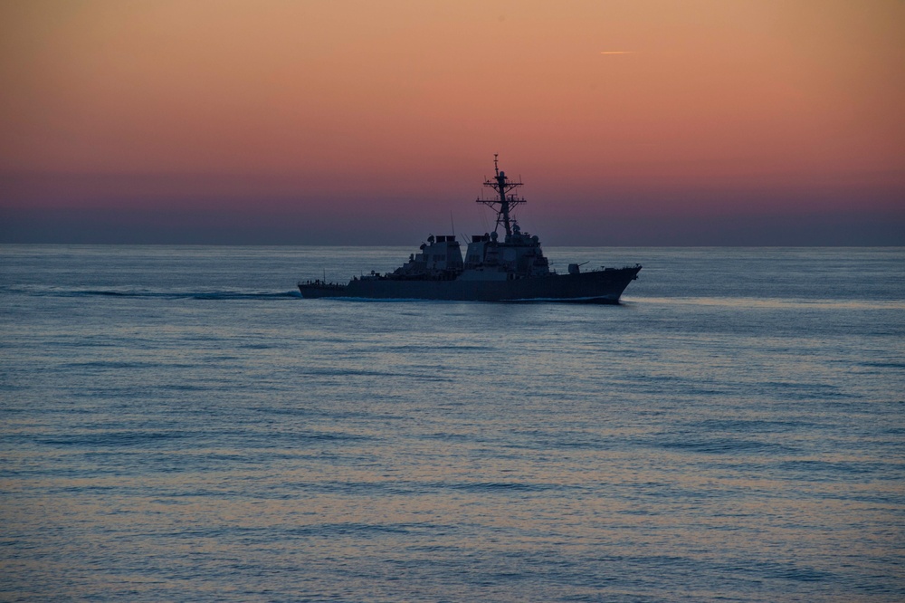 USS Stout (DDG-55) transits the Atlantic Ocean