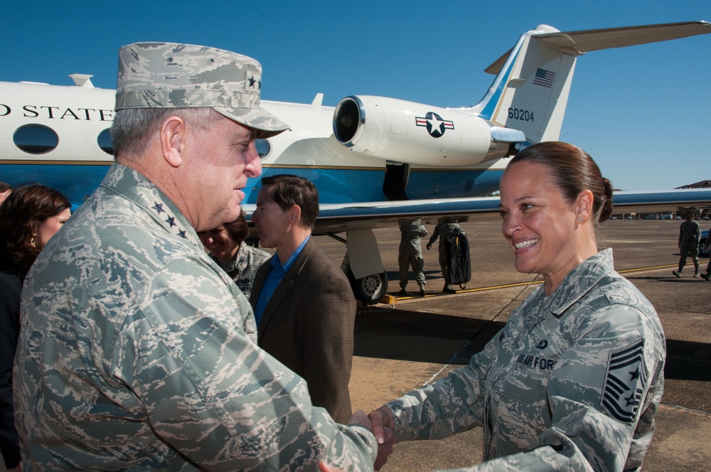 Gen Mark A. Welsh III, CSAF arrival at Maxwell AFB