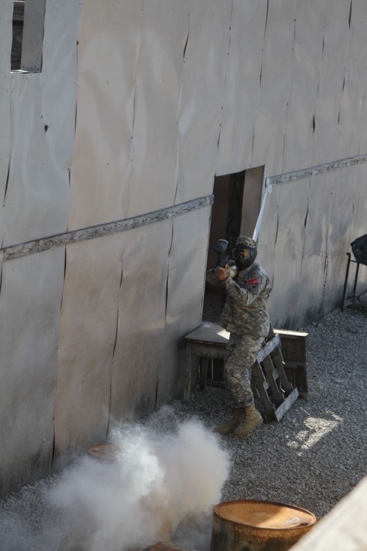 Soldier moves through an Urban Assault Course