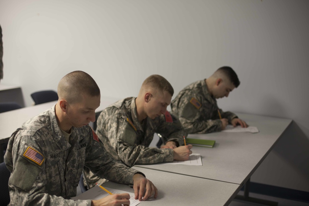 U.S. Army Soldiers take written exam