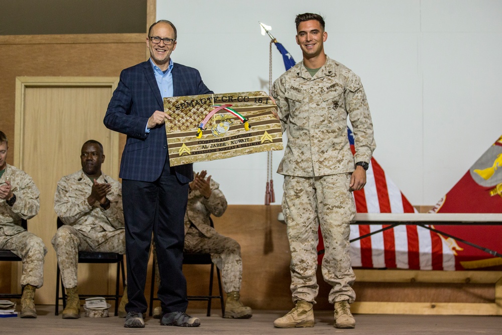 U.S. Ambassador to Kuwait Visits Marines, Speaks at SPMAGTF-CR-CC Corporals Course Graduation