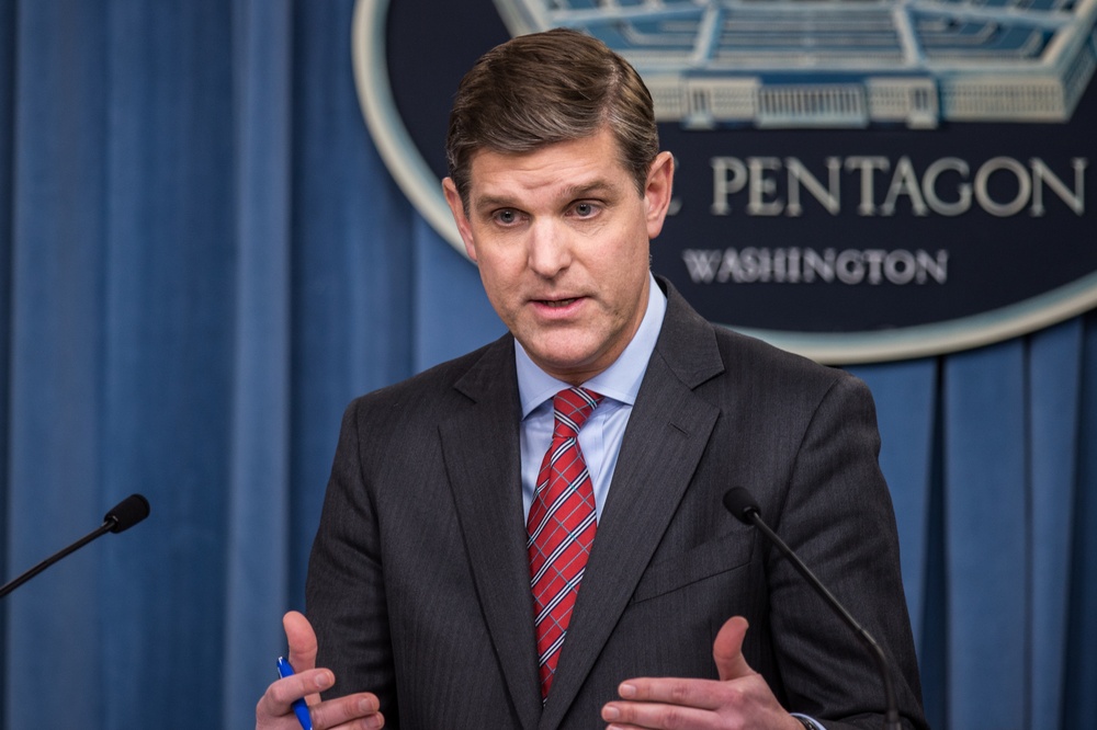 Pentagon Press Secretary Peter Cook conducts press briefing