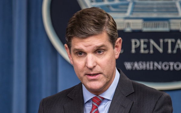 Pentagon Press Secretary Peter Cook conducts press briefing