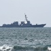 USS Sampson (DDG 102) sits anchored off the coast of southern California
