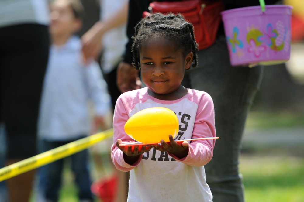 Keesler children celebrate Easter in the Park rain or shine