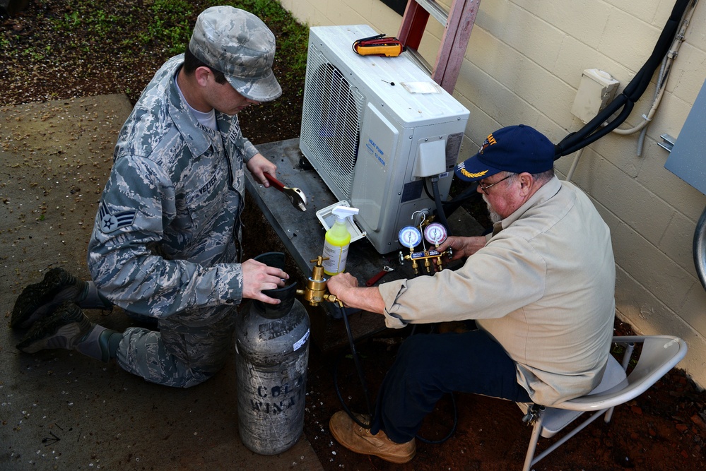 HVAC Airmen keep cool and work on