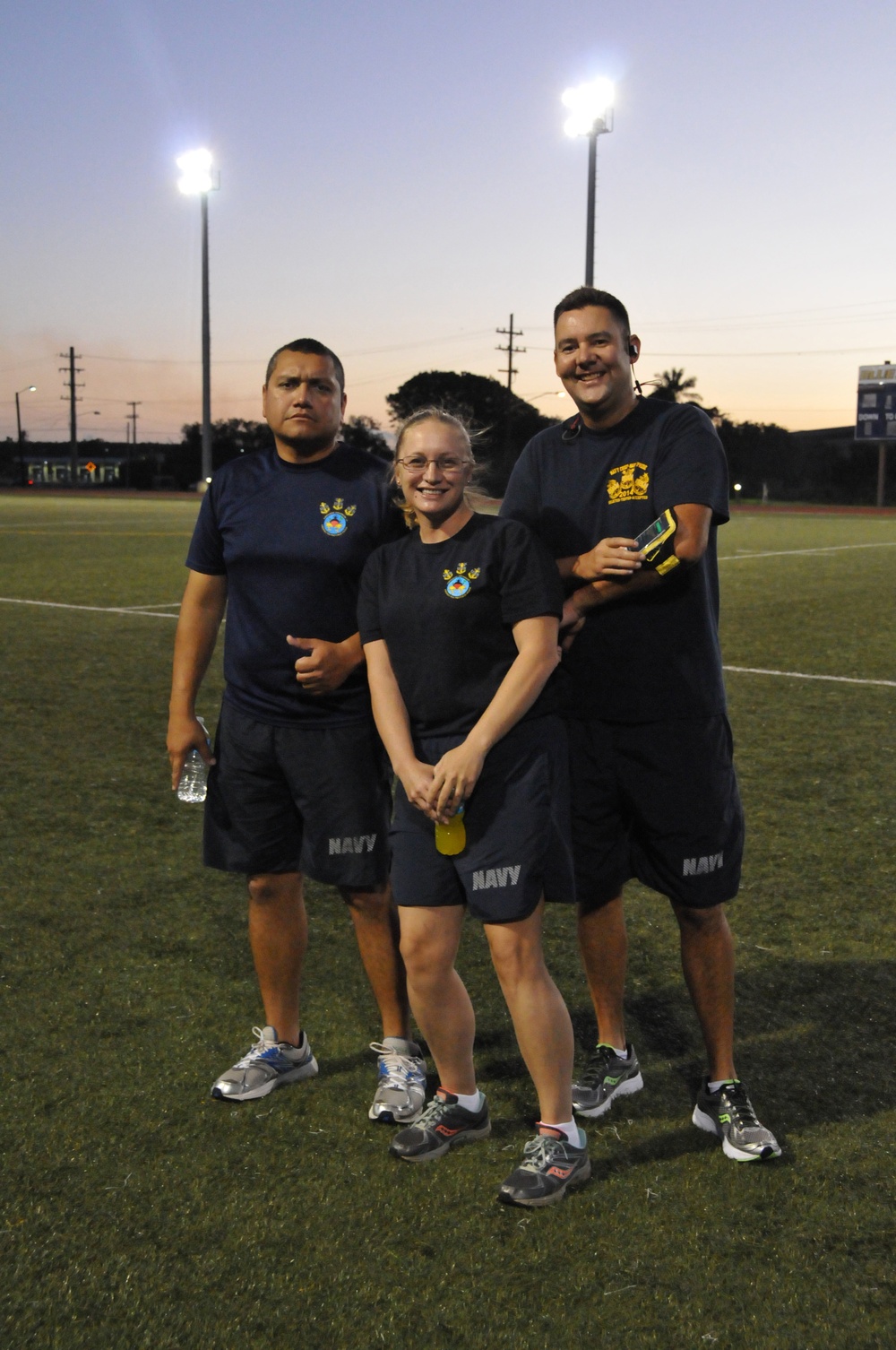 Chief Petty Officers from CSS-15 wait to begin the 243rd CPO Birthday 5K at NBG
