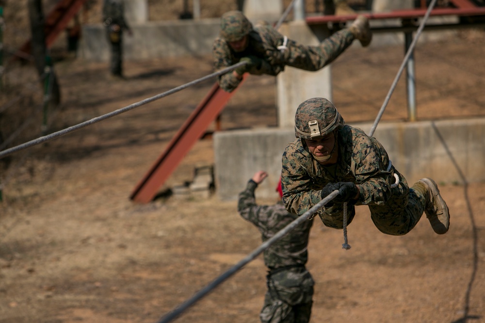 U.S. Marines conduct single rope drills