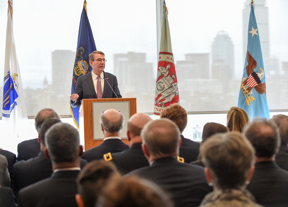 SD delivers remarks at the Samberg Conference Center on the Manufacturing Institute.