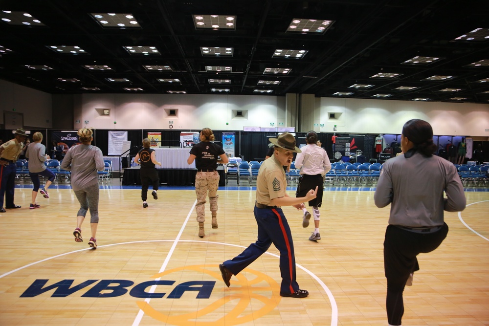 Marines and Coaches Wake Up and Workout at WBCA 16