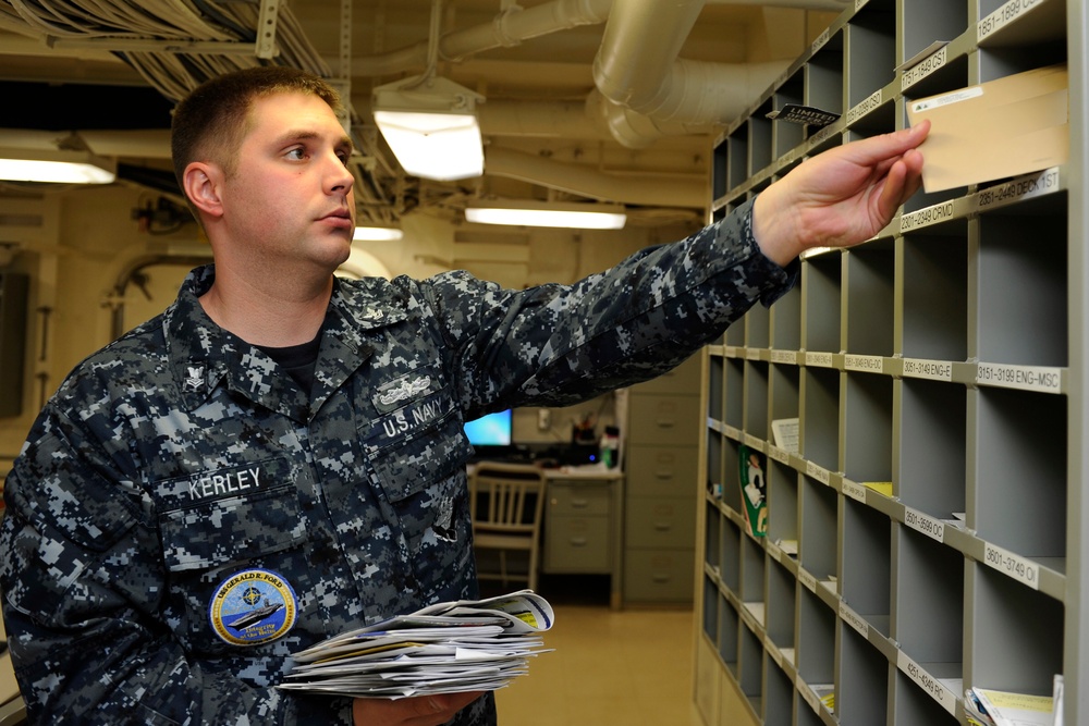 Ford Sailors in the Ship's Mail Room