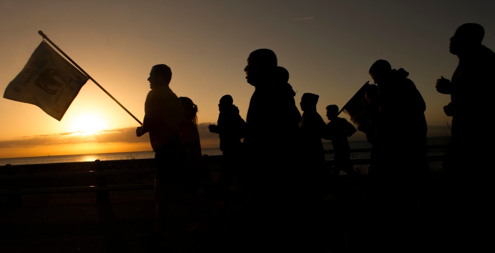 Ford Chief and First Class Petty Officers Conduct CPO-365 Guidon Run at Fort Monroe